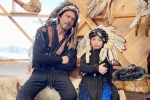 shahrukh khan filmography, shahrukh khan movies, shah rukh khan and his son abram trolled for sporting native american war bonnets, Abram