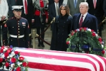 Trump respects to bush, Trump at US Capitol, trumps pay last respect to late president bush at u s capitol, Mccain